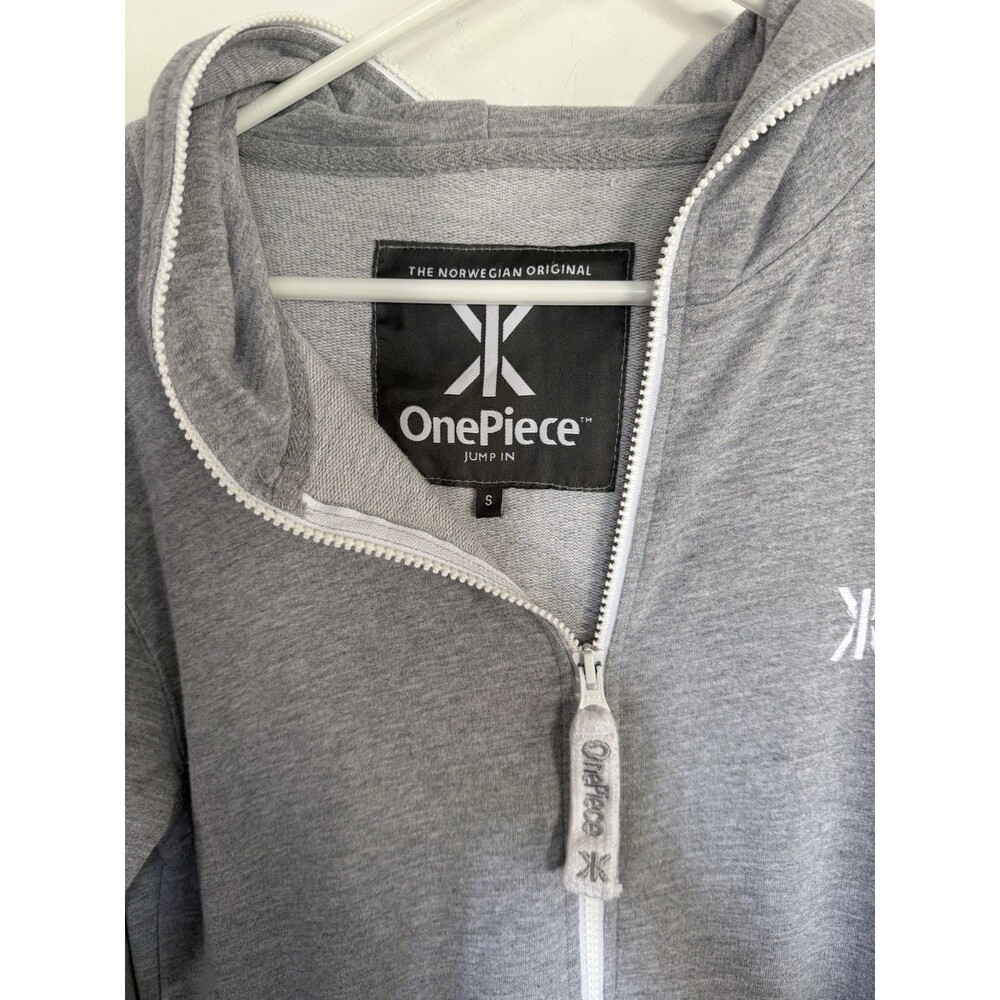 One piece “The Norwegian Original” Unisex Fleece Jumpsuit Gray Size Small Hood